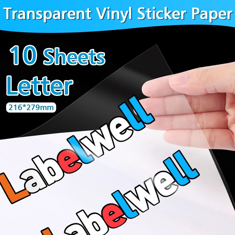 10Sheets Transparent Printable Vinyl Sticker Paper Waterproof A4  Self-Adhesive Copy Paper For Inkjet Printer to