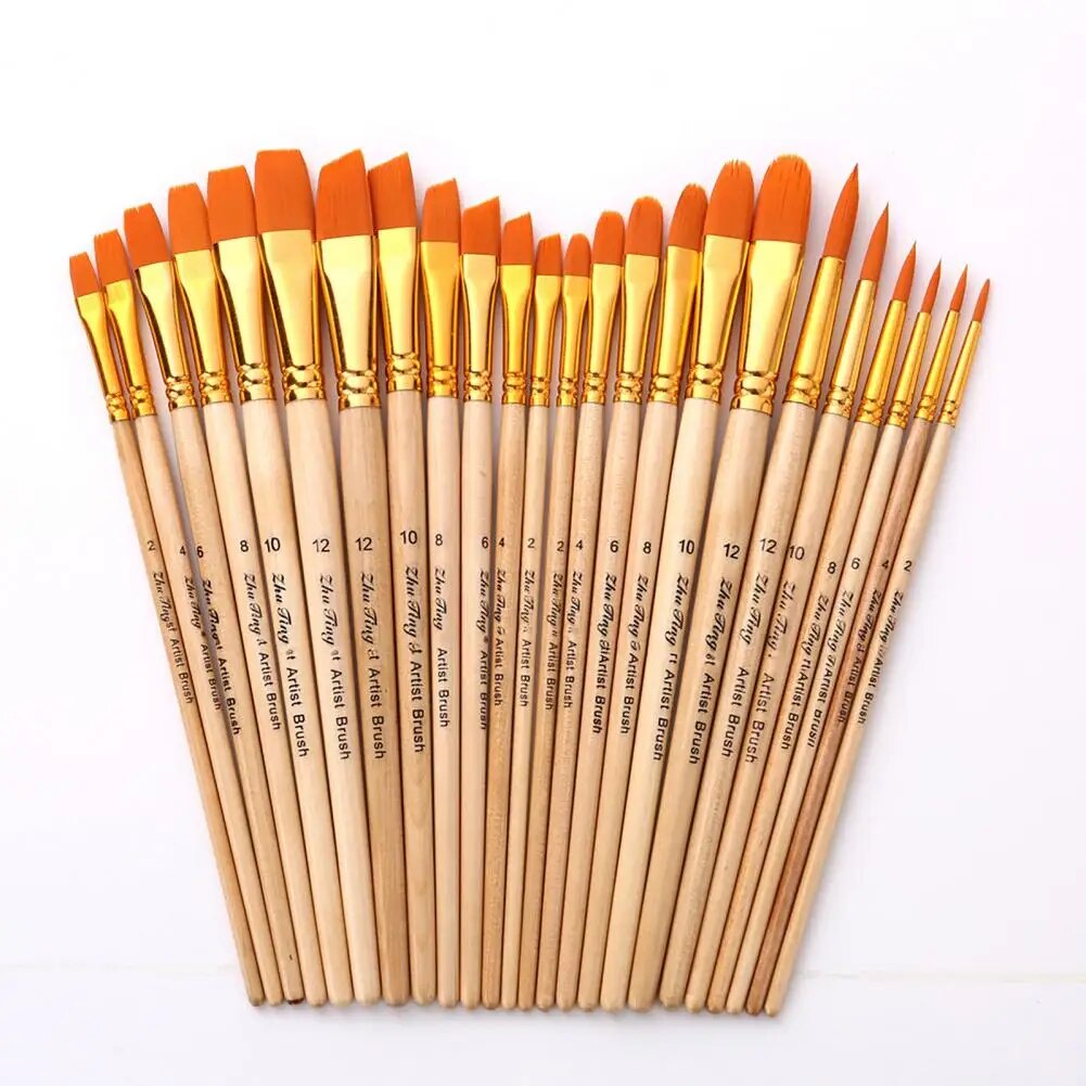 30M 6Pcs/Set Useful Nylon Wool Watercolor Paint Brushes Nonsplitting