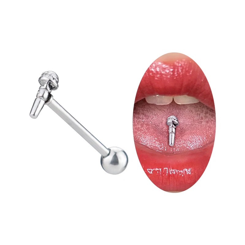 ♦Industrial Barbell Sexy Long Stud Tongue Piercing Nipple Ring Bar