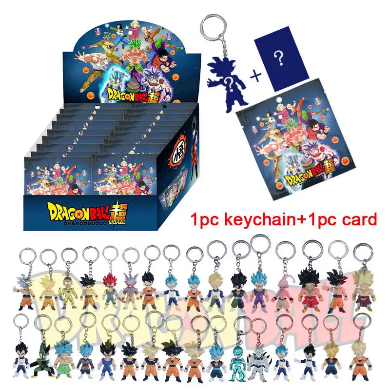 Anime Dragon Ball Figures Blind Box Goku Vegeta Super Saiyan Keychain with Card Wholesale Toy