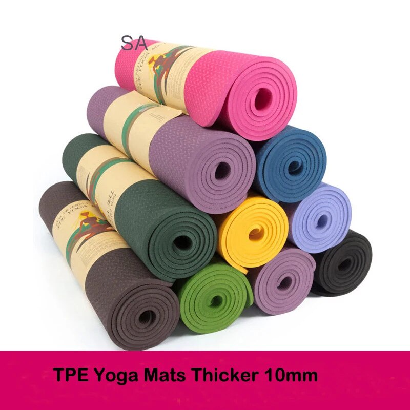 ☂10MM Extra Thick Exercise Yoga Mat Natural Rubber TPE Yoga Mat Non