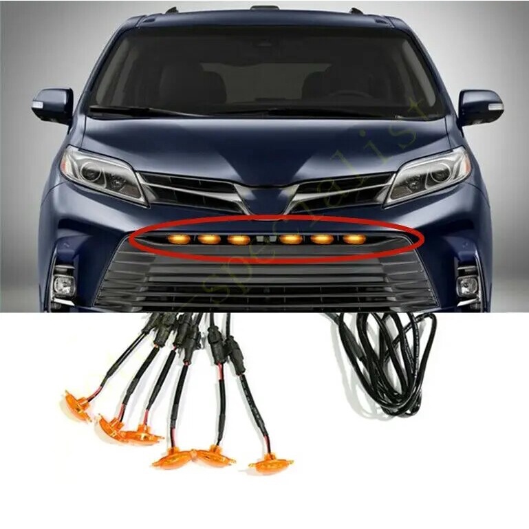 54U 6PCS LED Car Front Grille LED Amber Light Raptor Style Light Kit ...