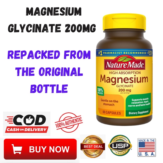 Nature Made Magnesium Glycinate 200mg For Heart,Nerve&Bone Health
