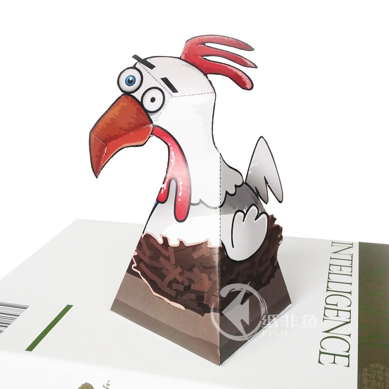 ♟Optical Illusions Cock Chicken Ornaments Folding Cute Mini 3D Paper ...