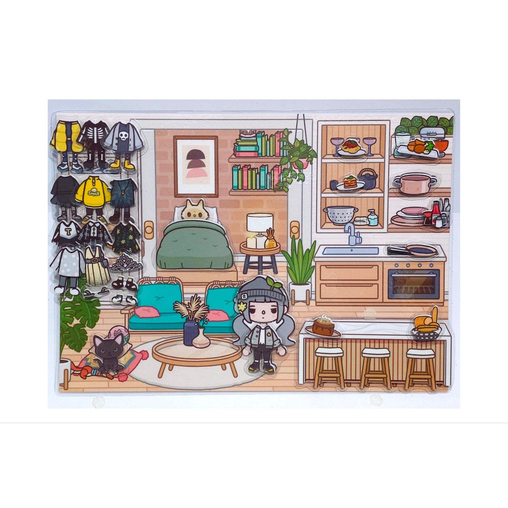 Toca Boca Laminated Paper Dolls Beak Street Building Aesthetic | Shopee ...