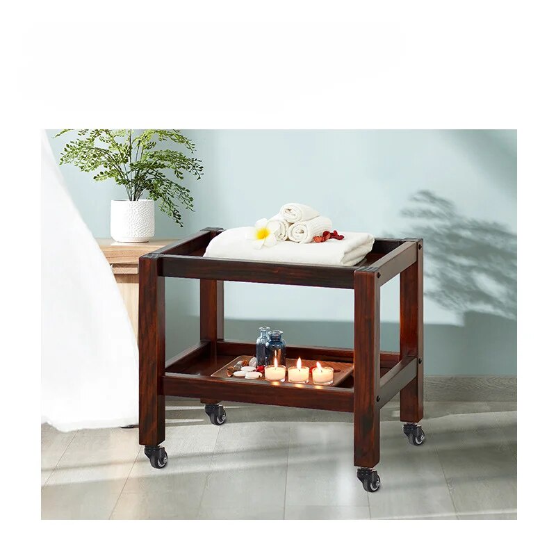MT Wood Two-storey Infini Storage Rolling Cart Beauty Car Trolley Rack ...