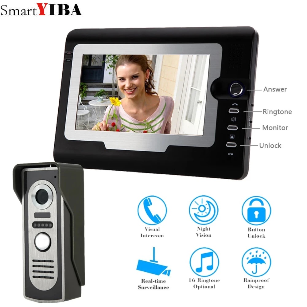 SmartYIBA 7 inch HD Color Video Intercom Doorbell Villa Apartment ...