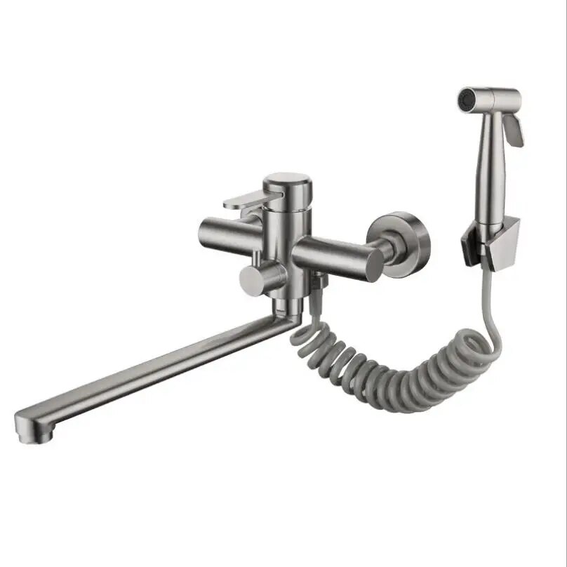 304 Stainless Steel Wallmounted Kitchen Sink Spray Gun Set, Bathroom Hot And Cold Water Mix