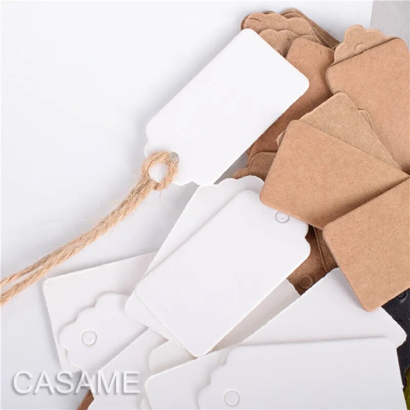 2*4cm 100pcs Mini Tag Packaging Label Brown Kraft /black/white Paper ...