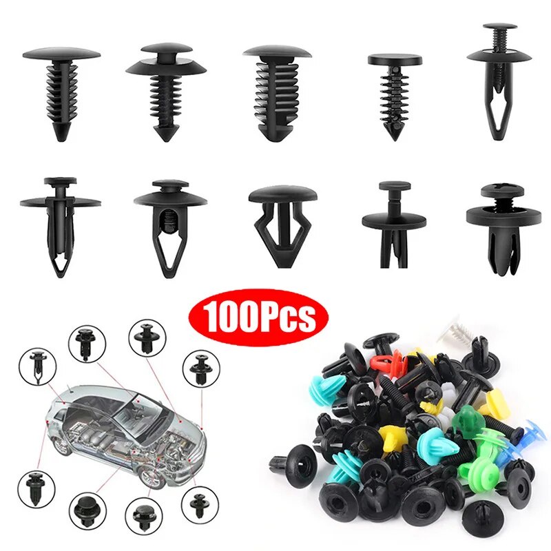 100Pcs Car Fastener Clips Mixed Rivet Pin Retainer Universal Auto ...