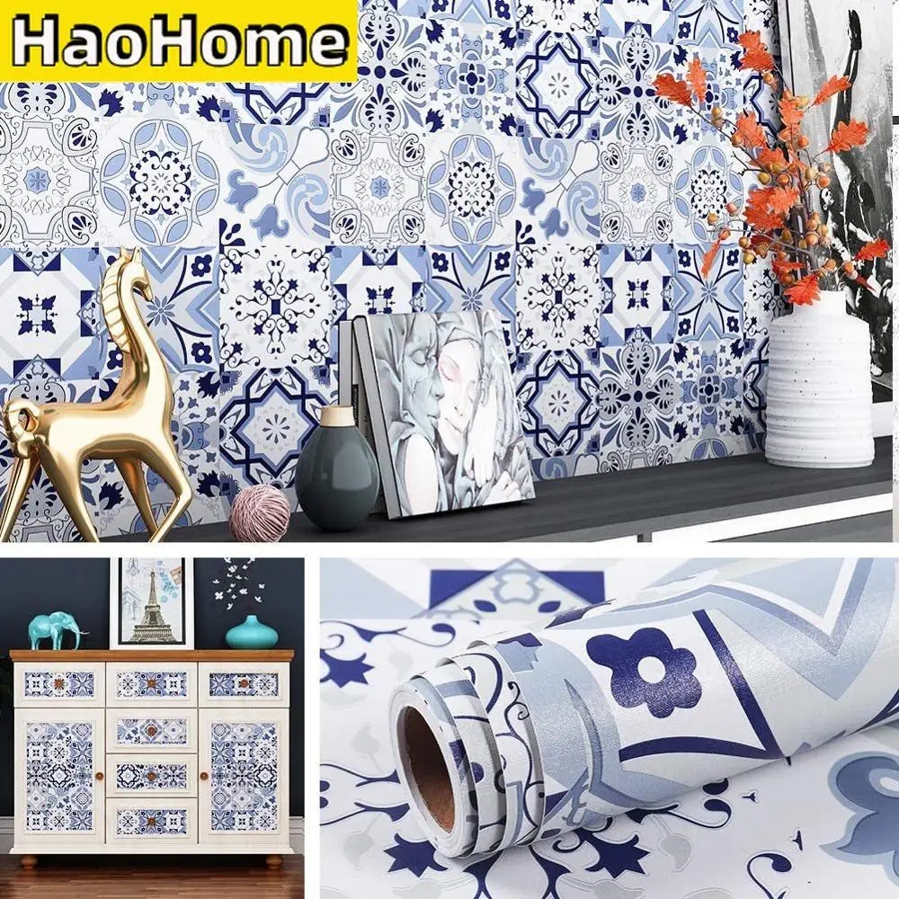 HaoHome Self Adhesive Contact Paper Backsplash Peel and Stick Wallpaper ...