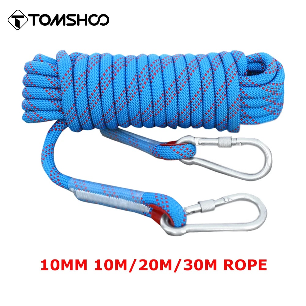 Tomshoo 10mm Rock Climbing Rope 10M/20M/30M Outdoor Static Rapelling ...