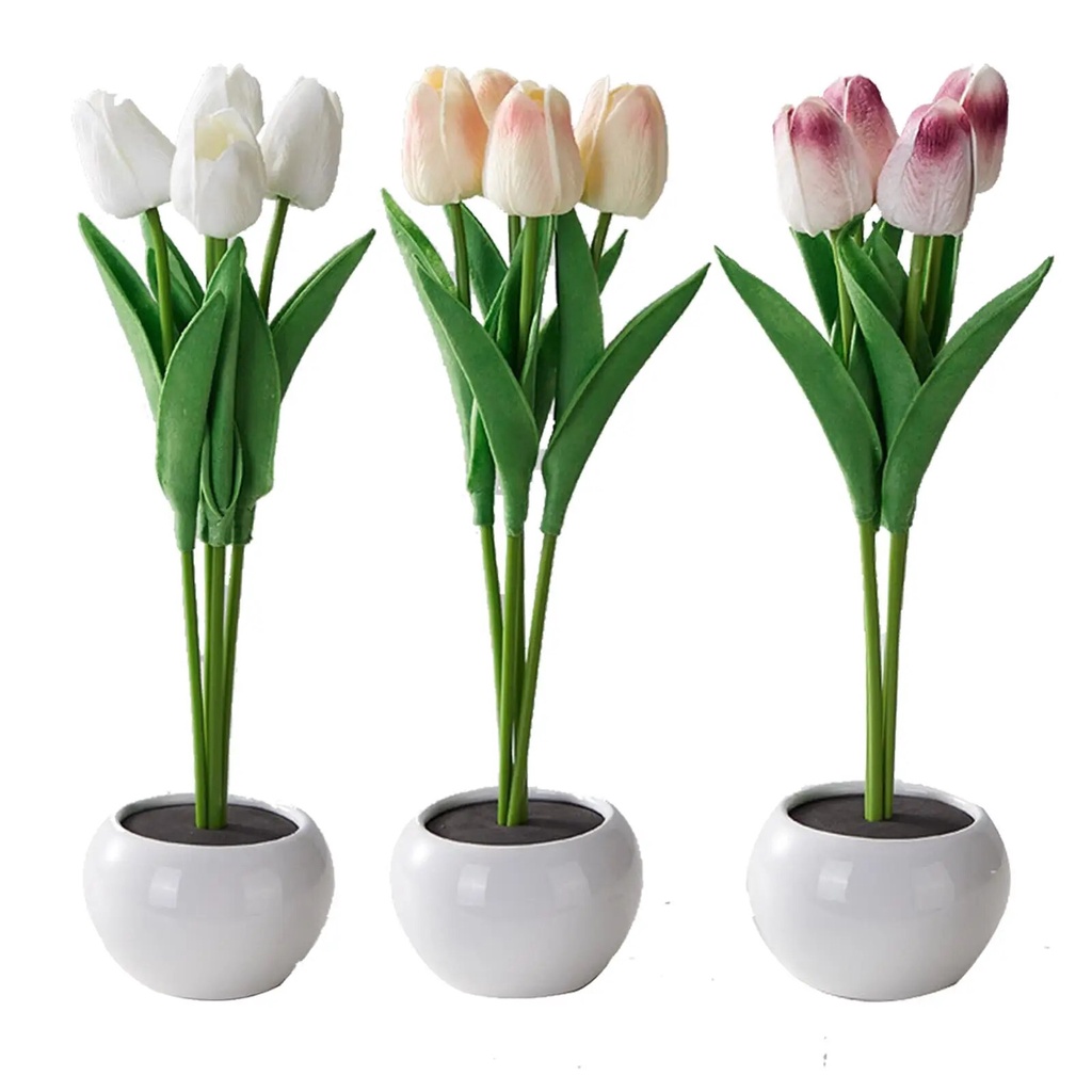 21K Portable Tulips Artificial Flowers with LED Light Simulation