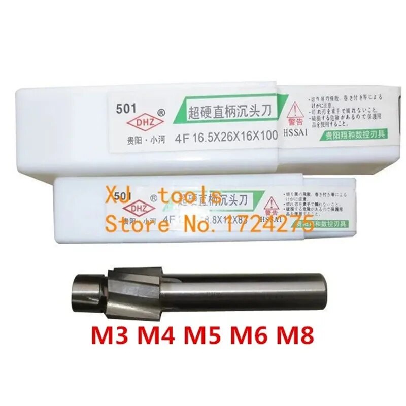 Free Shipping 5pcs/set 4 Flute HSS AL Counterbore End Mill M3 M4 M5 M6 M8 Metric Endmill/sink