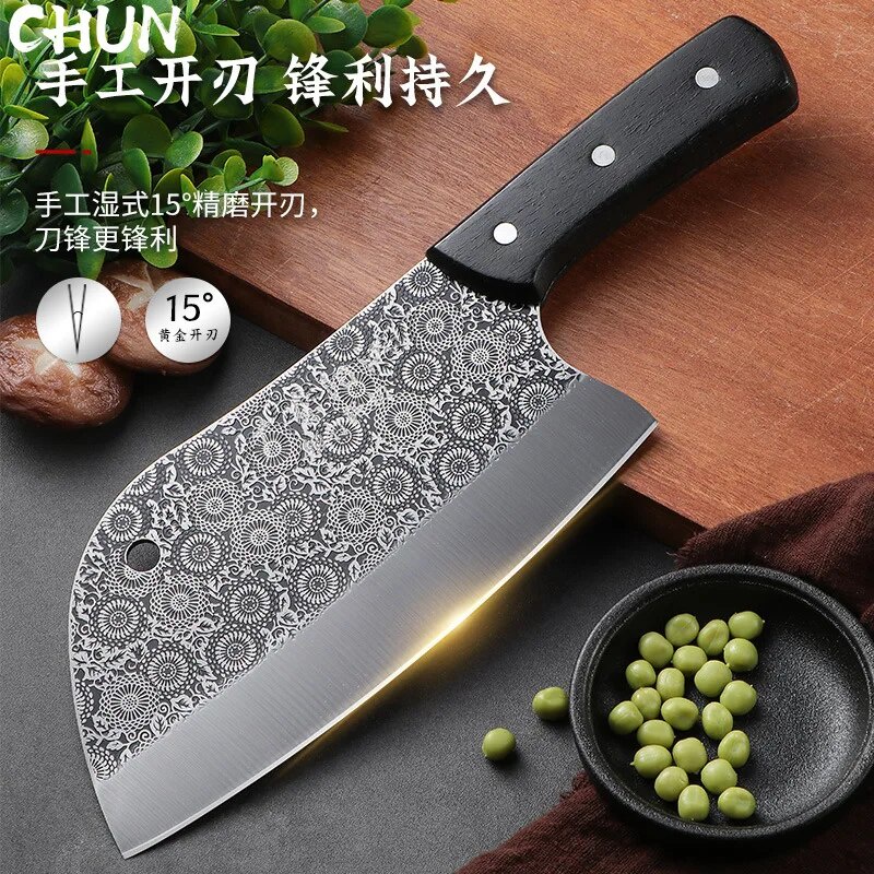 CHUN New Arrival Butcher Knife Beautiful Hammer Pattern Cleaver Forged ...