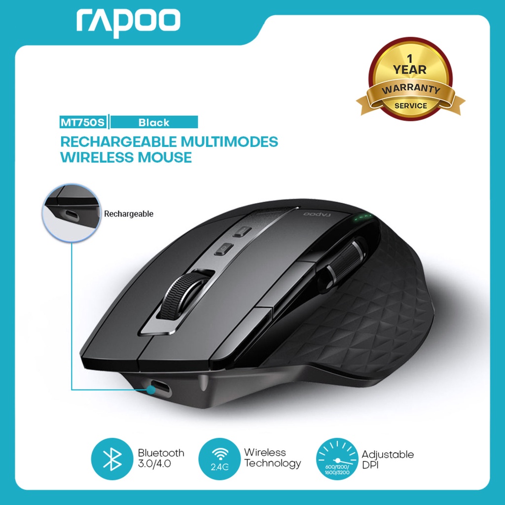 Rapoo Mt750smt760l Rechargeable Multi Mode Wireless Mouse Easy Switch Between Bluetooth And 2 6796