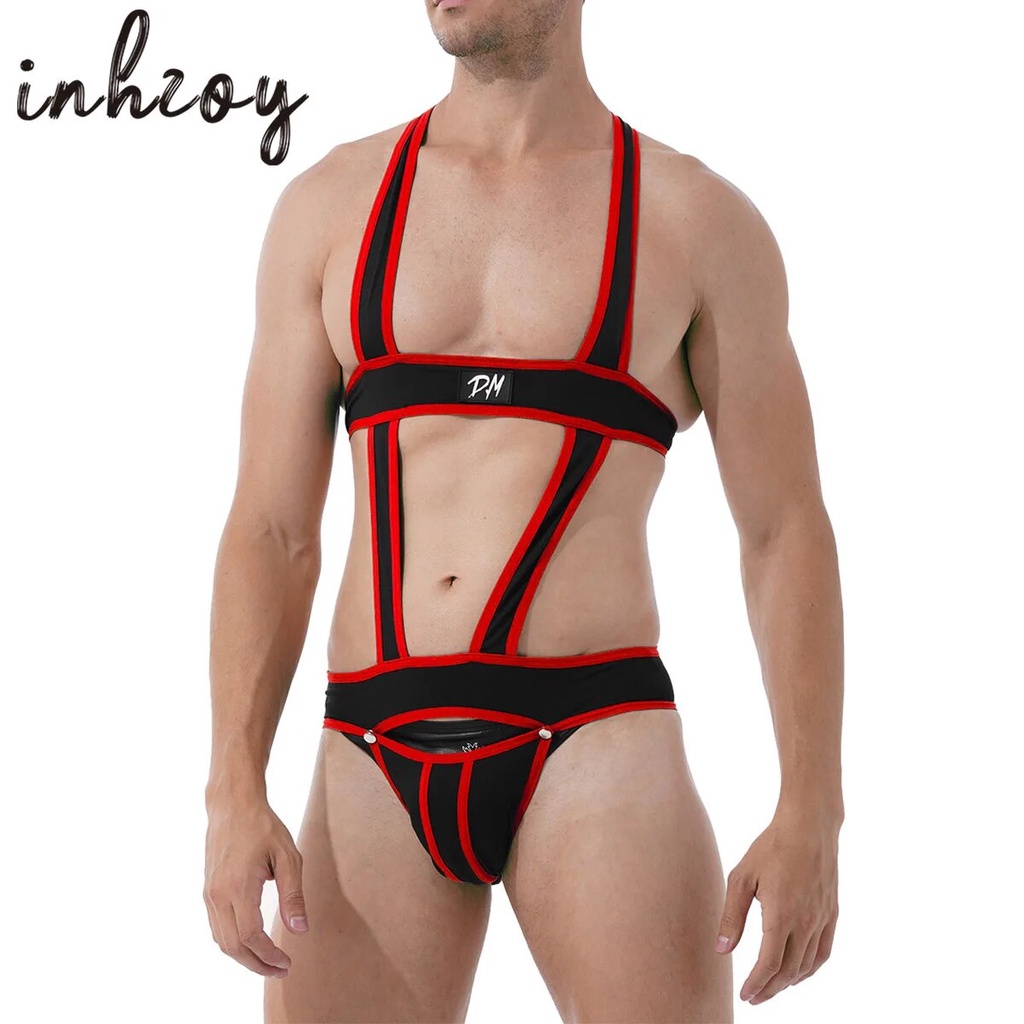 05s Mens Sexy Hollow Out Bodysuit Jockstrap Bodywear Underwear