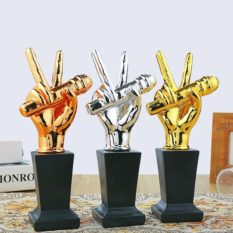 94J Golden Microphone Trophy Good Voice Trophy Music Award Cup Trophy