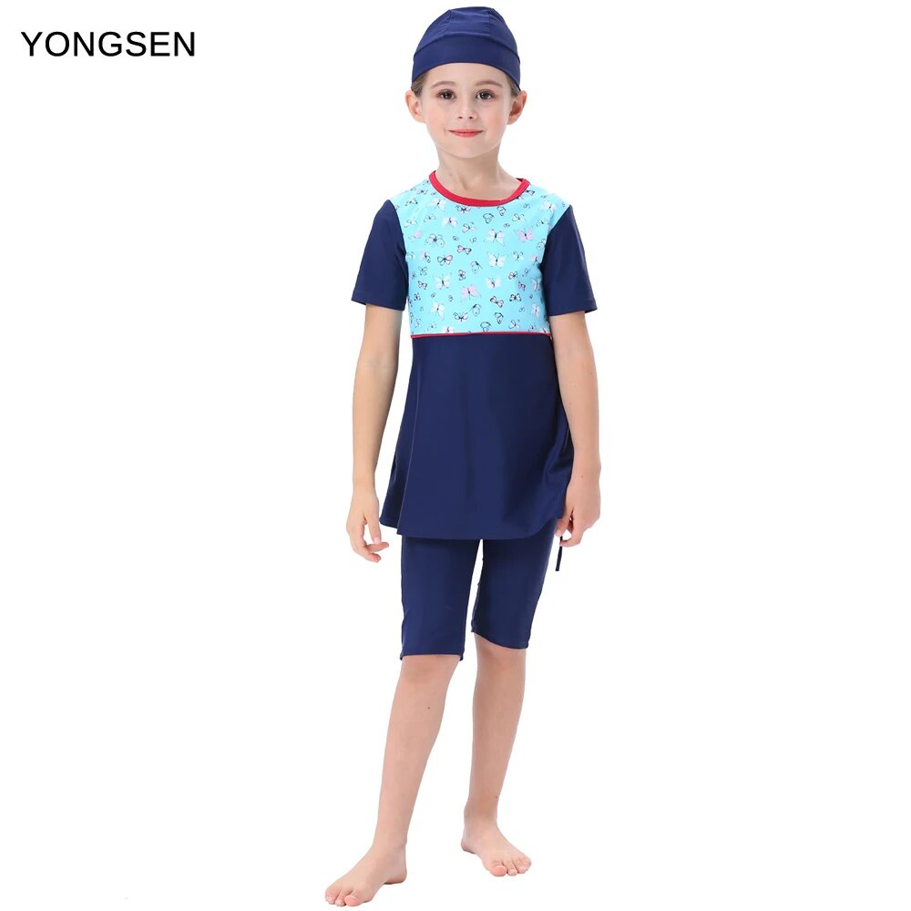 YONGSEN Women Plus Size Modest Muslim Swimwear Short-sleeved Burkinis Hijab Muslimah Islamic Swimsuit Sport Clothing