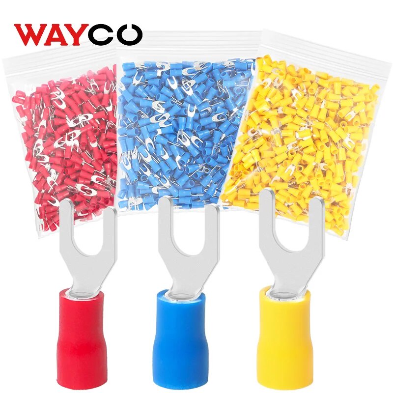 500PCS Fork Crimp Terminal M4/M5/M6 Spade Plugs Preinsulated Ferrules