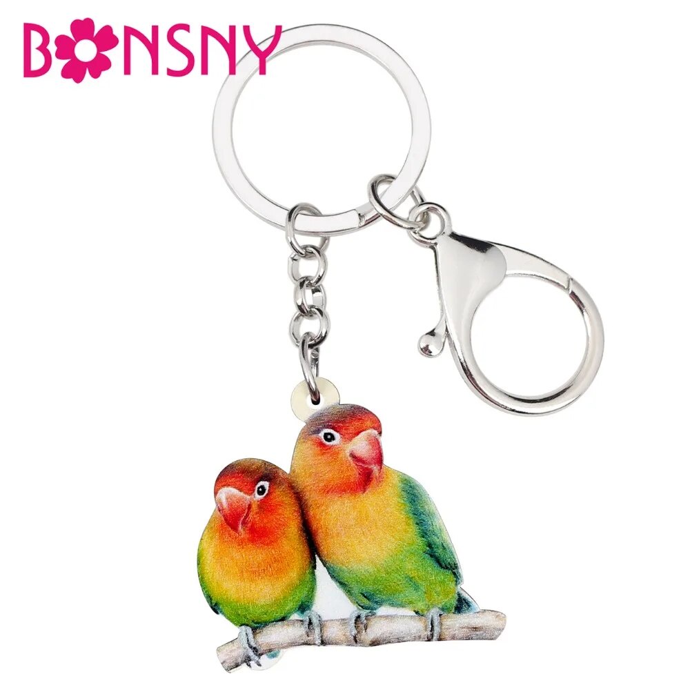 -Bonsny Acrylic Africa Fischer's Lovebird Parrot Bird Key Chains ...