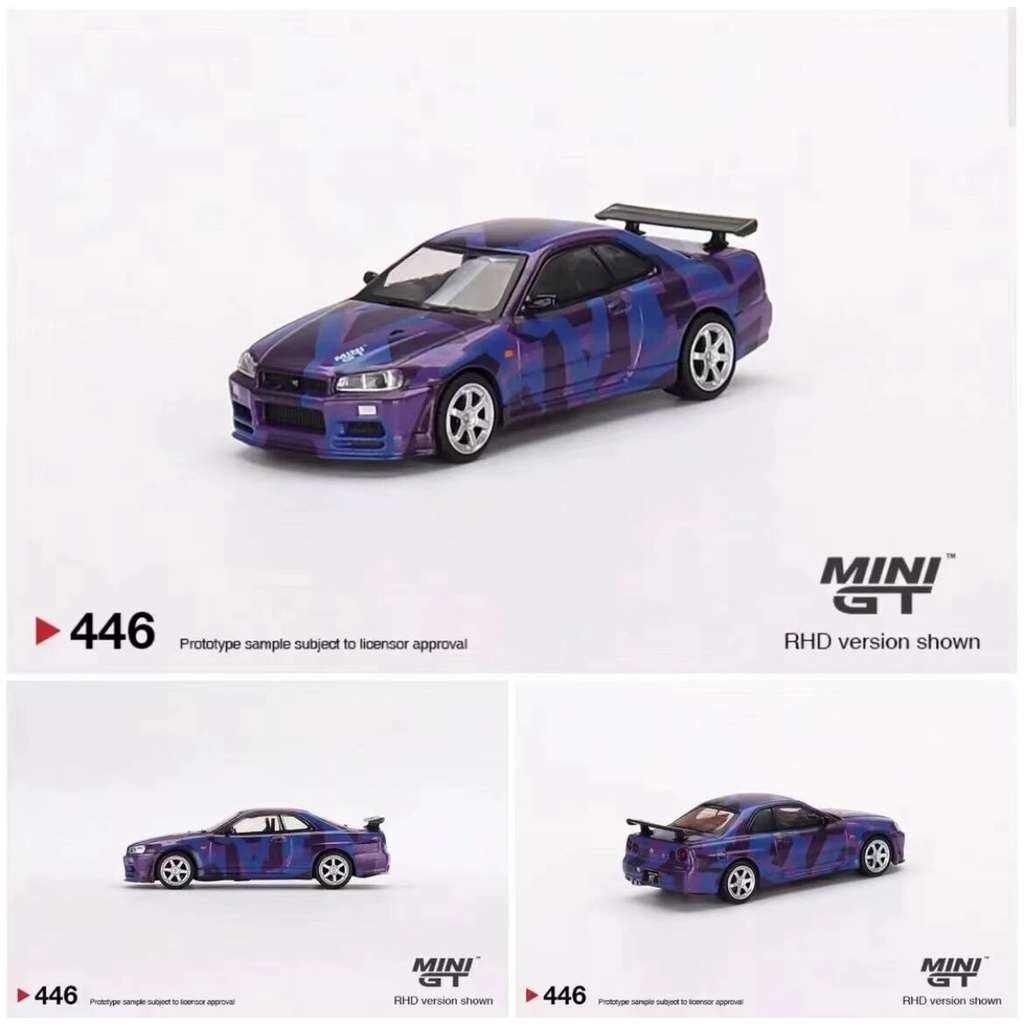 70V MINI GT Diecast 1:64 Scale #446 Nissan Skyline GTR R34 Alloy Car ...