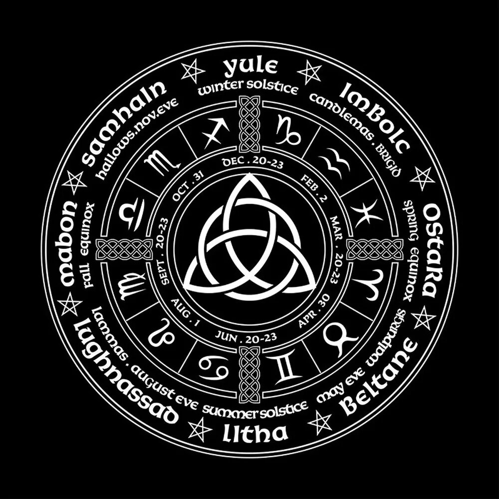 ☝Pentagram 12 Constellations Triquetra Pagan Wheel of The Year ...