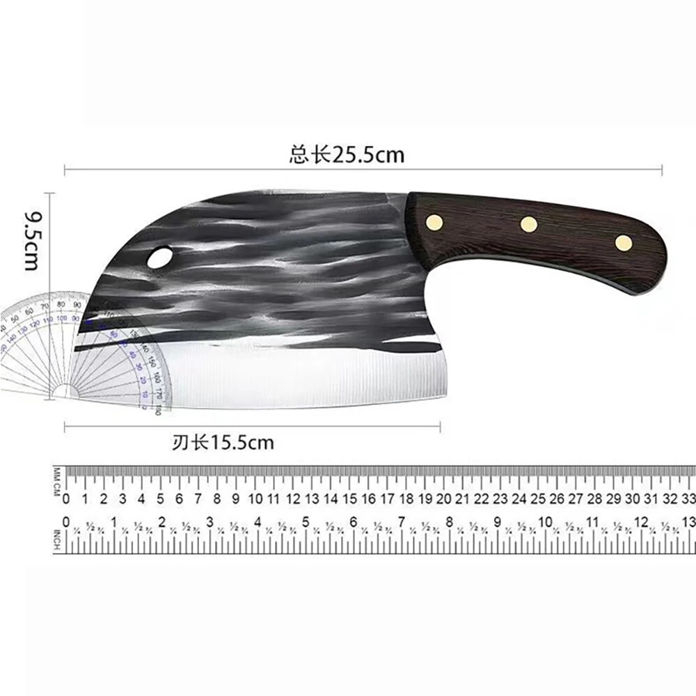 Wooden Handle Upgrade High Carbon Steel Meat Cleaver Knife Heavy Duty Dragon Bone Heavy Cutting