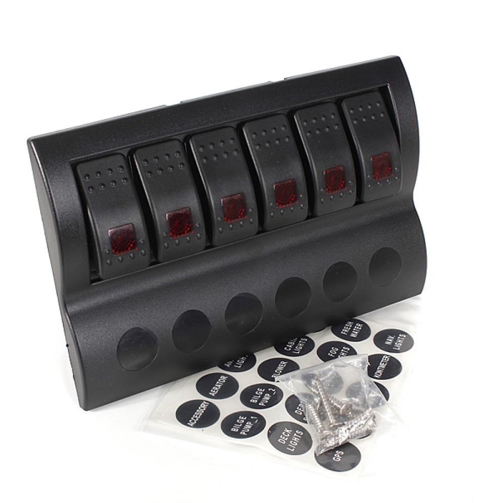 Boat 6 Gang Rocker Circuit Breaker Switch Panel With LED Indicator ...