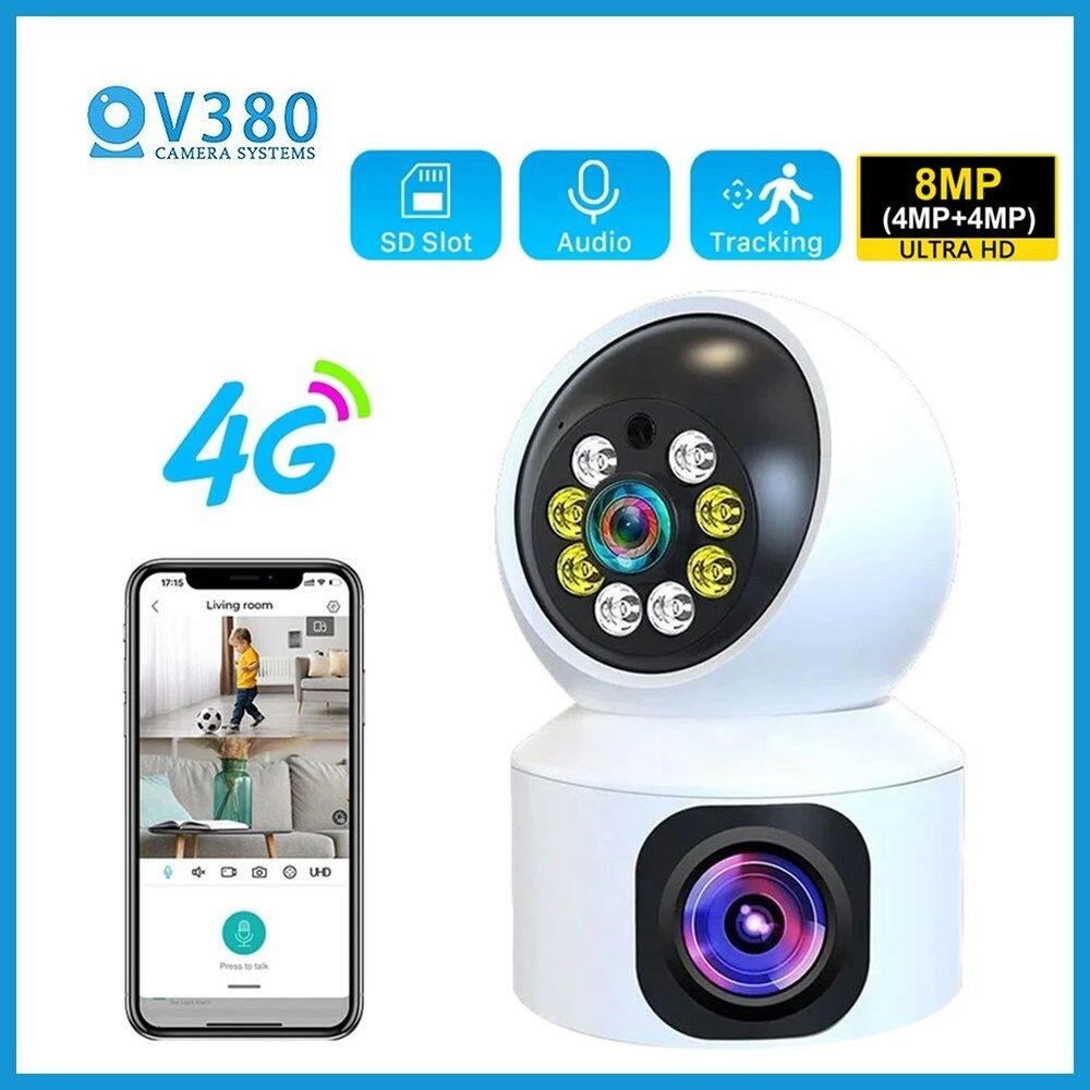 COD V380 Pro 4G SIM Card Camera Indoor PTZ 4K 8MP HD Dual Screen AI ...