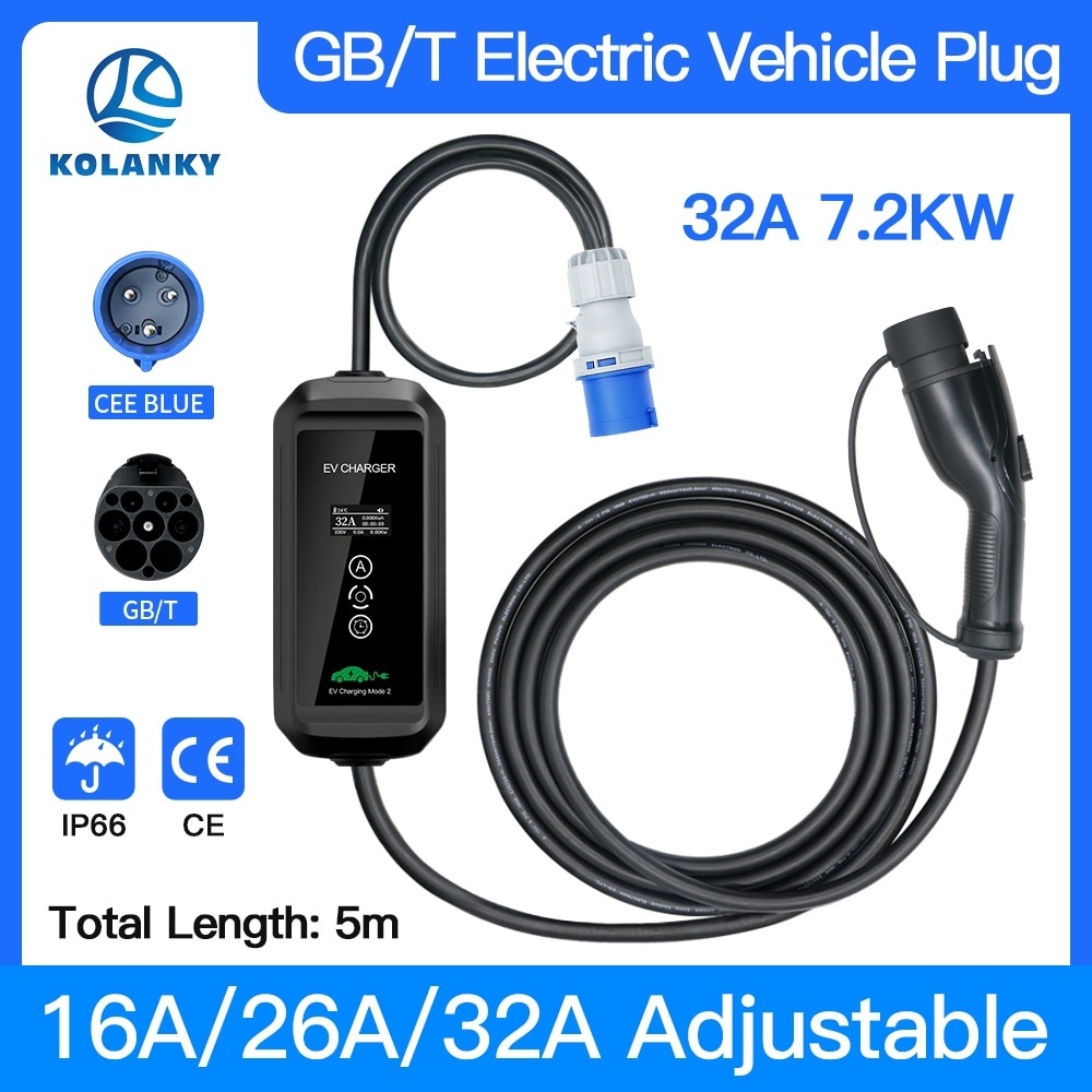 EV Car Charger GBT Plug 32A 1P 7.2KW EVSE Charging Electric Vehicle ...