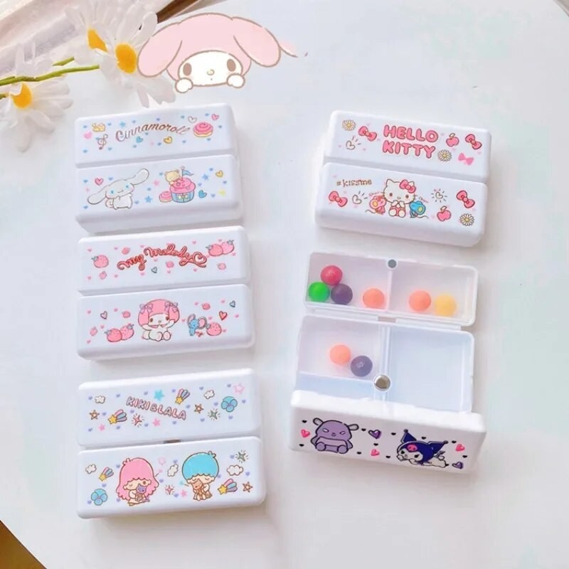 Sanrio Little Twin Star Kuromi Pill Box Cinnamoroll Hello Kitty Cute ...