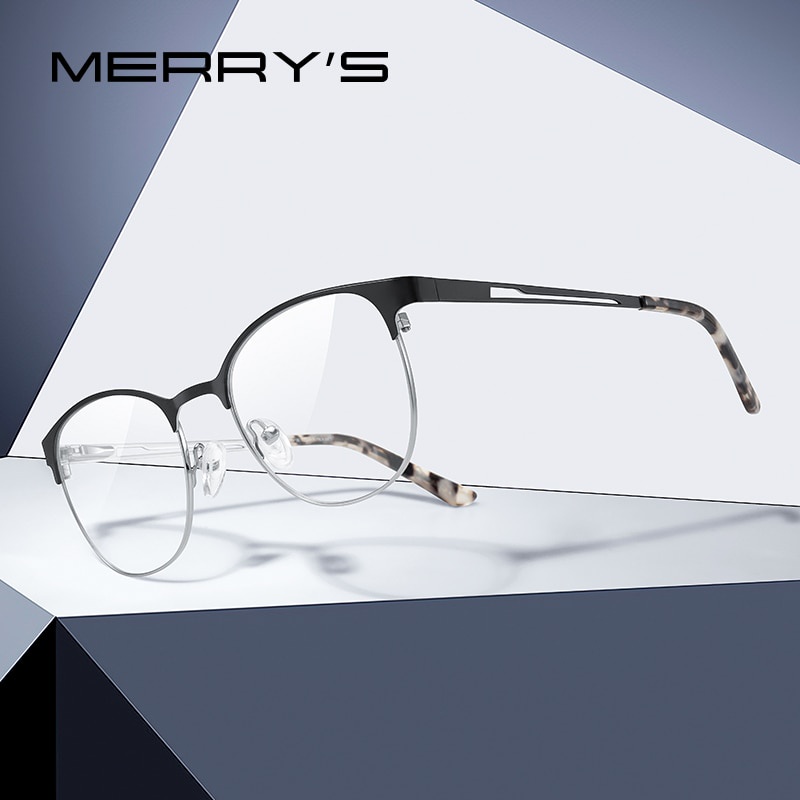 ☁merrys Design Women Classic Oval Glasses Frame Ultralight Titanium