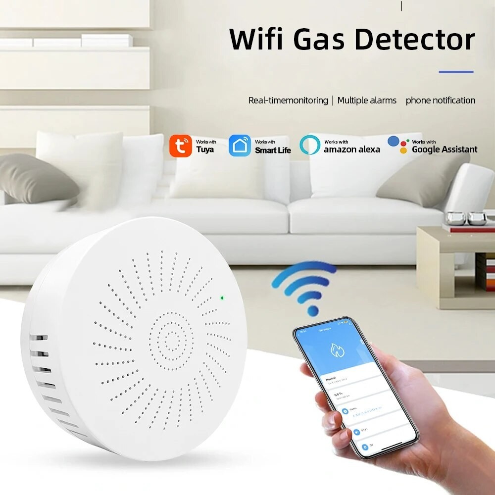 Tuya WiFi Natural Gas Sensor Smart Home Combustible Coal Gas LPG Gas ...