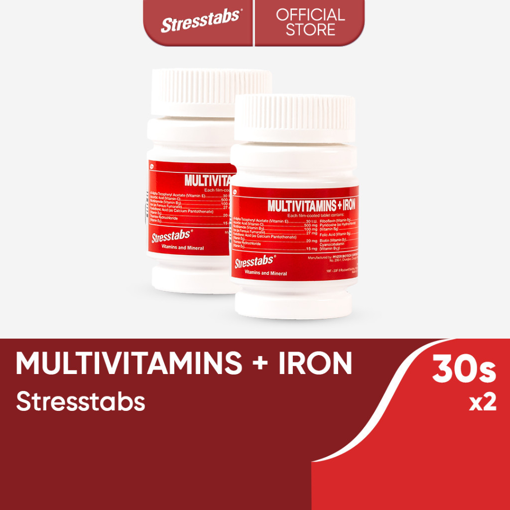 Stresstabs Multivitamins + Iron 30s X2 Fights Stress, Restores Mental ...