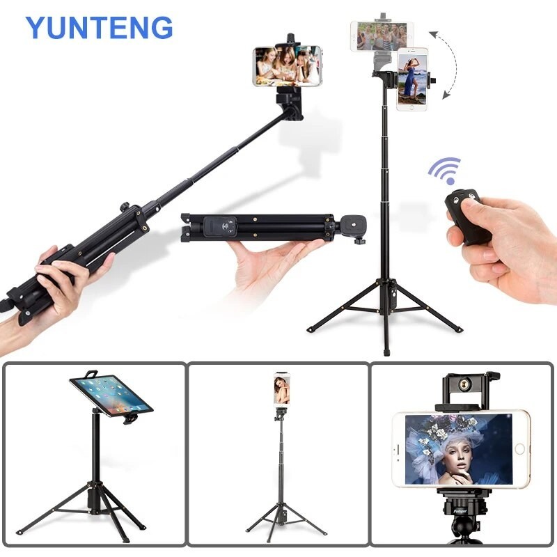 ☄YUNTENG Handheld & mini Tripod Self-Portrait Monopod Phone Selfie ...