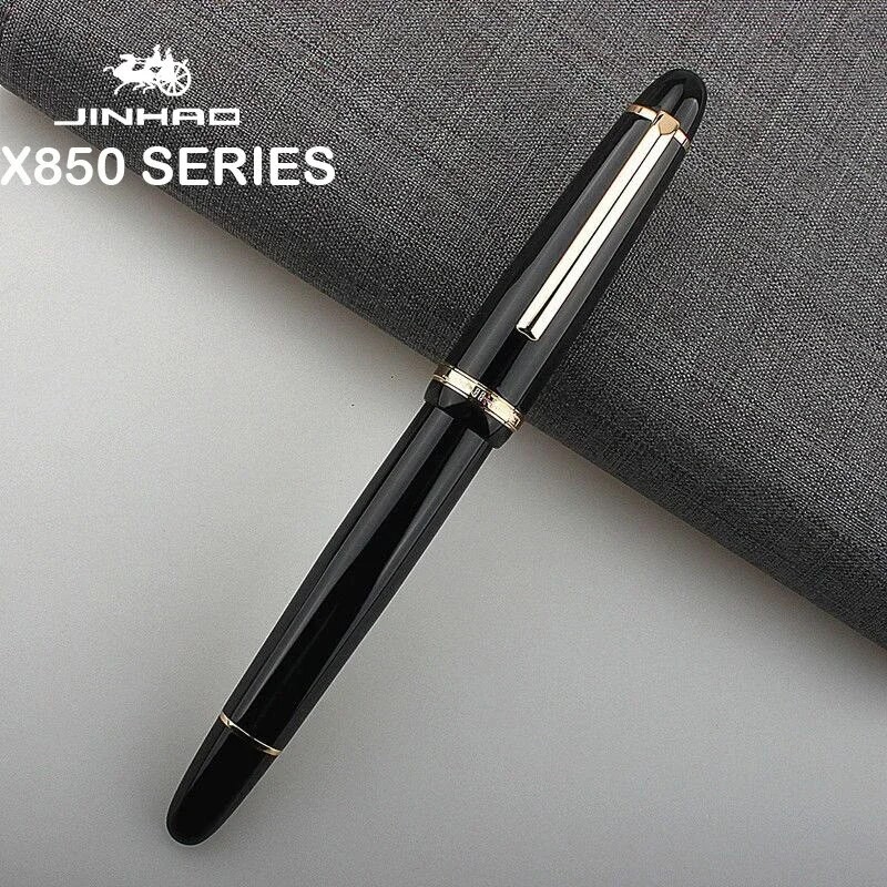 18E 1/5 PCS JINHAO X850 Fountain Pen Black Gold EF F Iridium Nibs