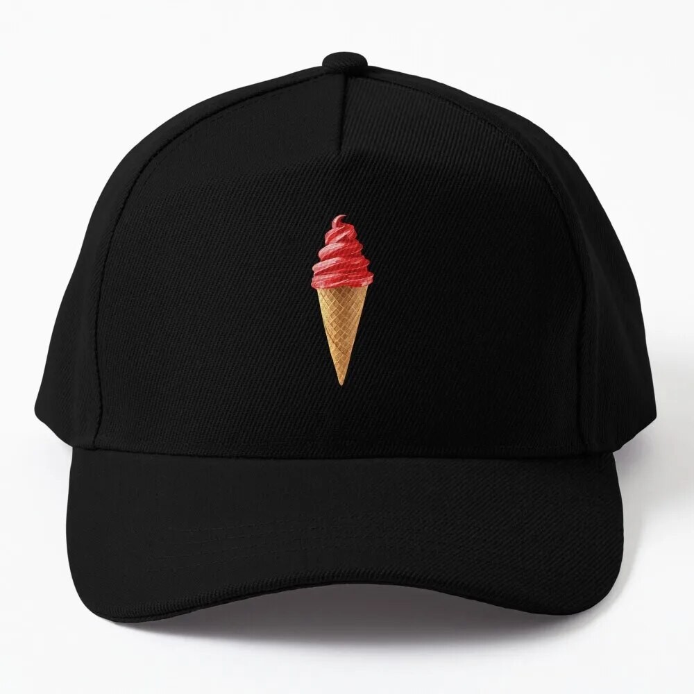 ☁sweet Red Cherry Dipped Ice Cream Cone Baseball Cap Golf Hat Man 