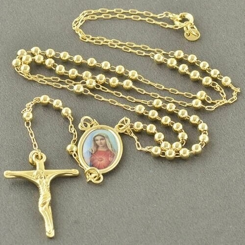 Love & Annie Womens Mens Cross Pendant Necklaces Gold Color Rosary Pray ...