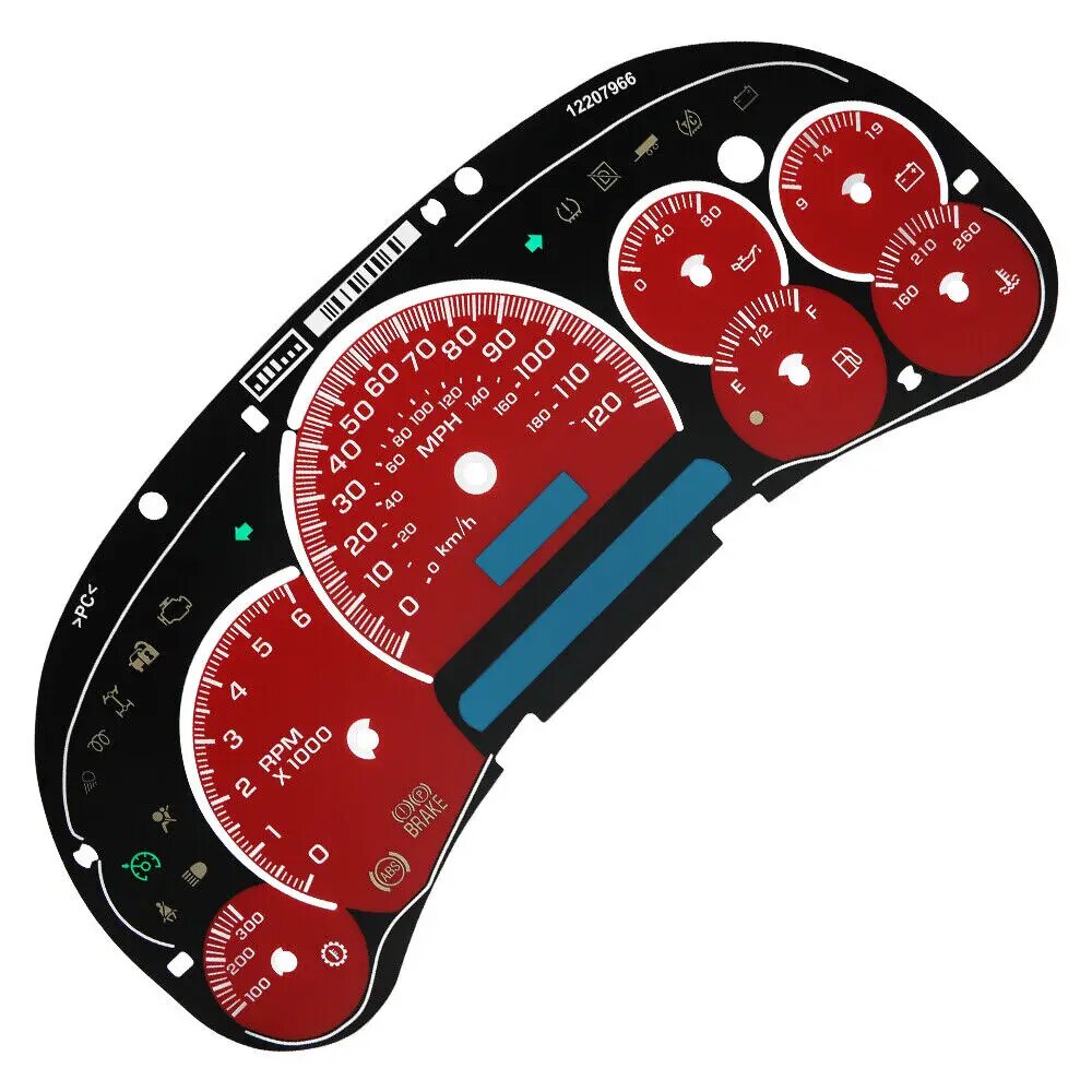 ⊰Gauge Face Dashboard Overlay LED Version Trans Temp for GM Gas