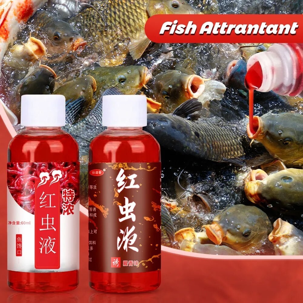 ♥60ML Liquid Blood Worm Scent Fish Attractant Concentrated Red Worm Liquid  Fish Bait Additive Pe ☄♤