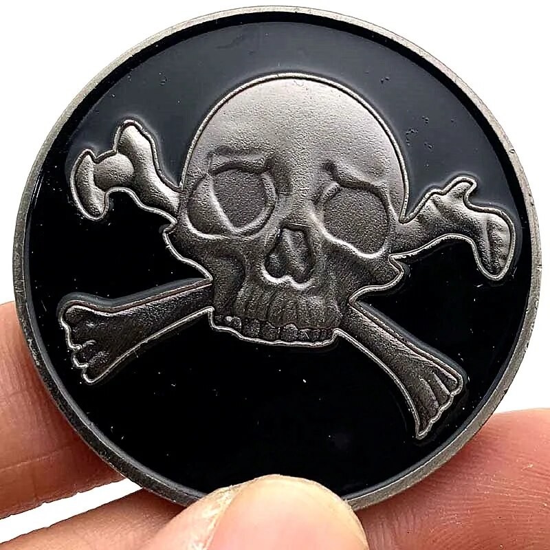 Hell King Black Devil Skull Ancient Silver Plated Coin Legendary Demon ...