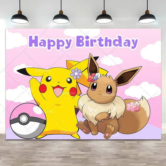 TNY8 Backdrop Pokemon Theme Decoration Anime Kid Birthday Party Custom ...