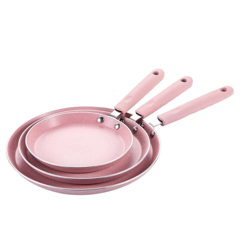 DONG Flat Bottom Pan Pink Non-Stick Pot for Gas Stoves and Cooker Use ...