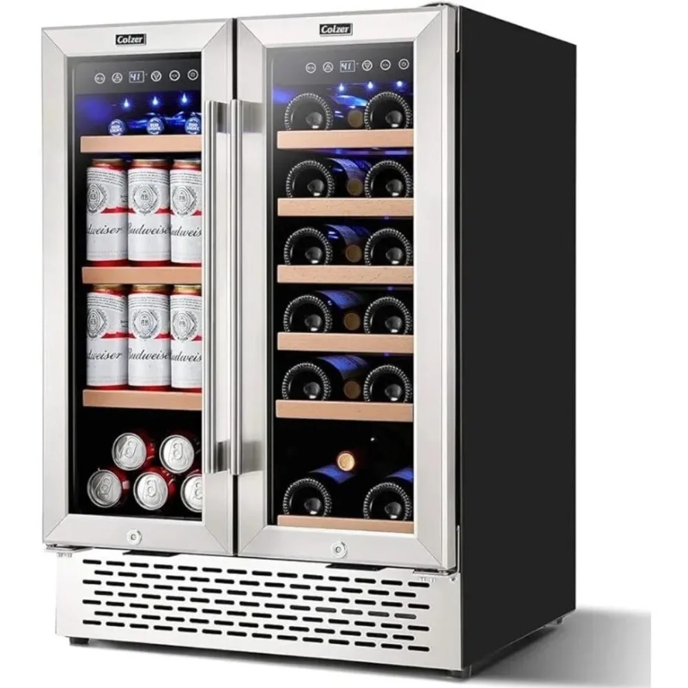 COLZER Wine and Beverage Refrigerator 24 inch, Dual Zone Wine Cooler