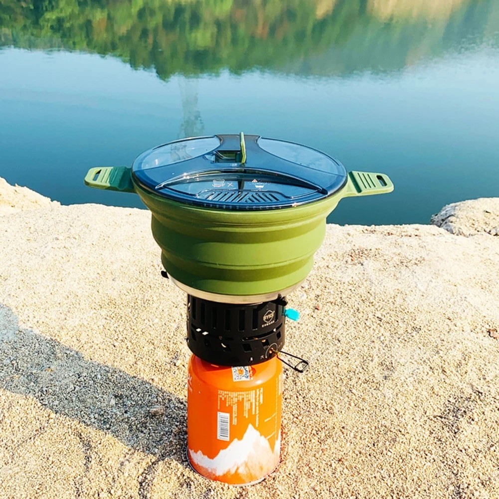 Foldable Portable Camping Cook Pot Saving Space Open Fire Coffee Pot ...