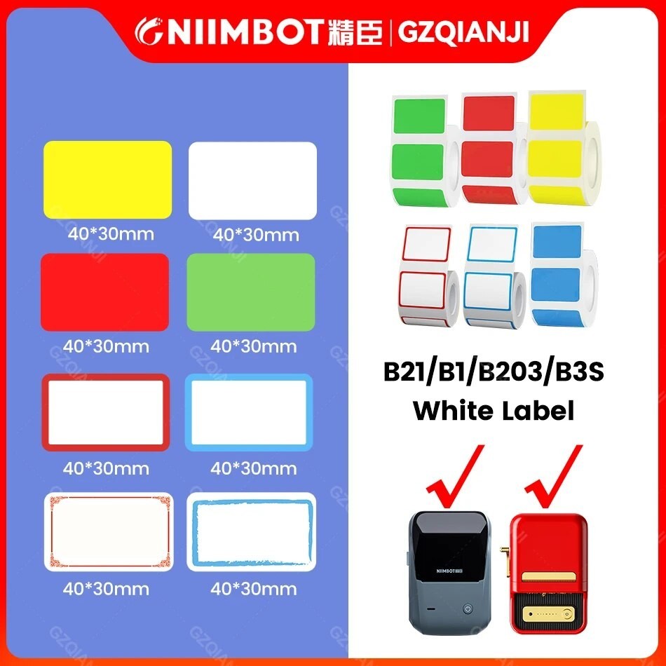 34w Niimbot official B21 B1 Thermal Color Sticker Label Paper Roll with ...