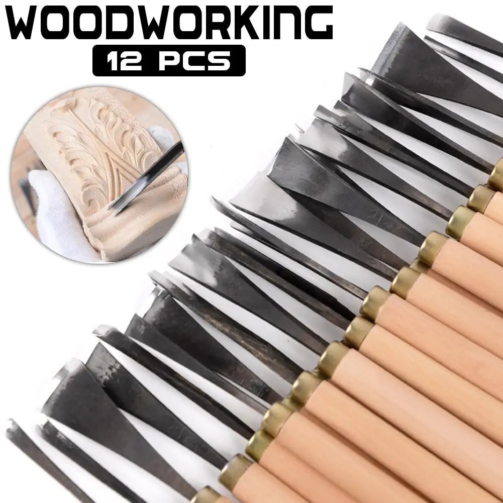 43F 12pcs/Set Wood Carving Chisels Knife Tools Set Wood Carving Root ...