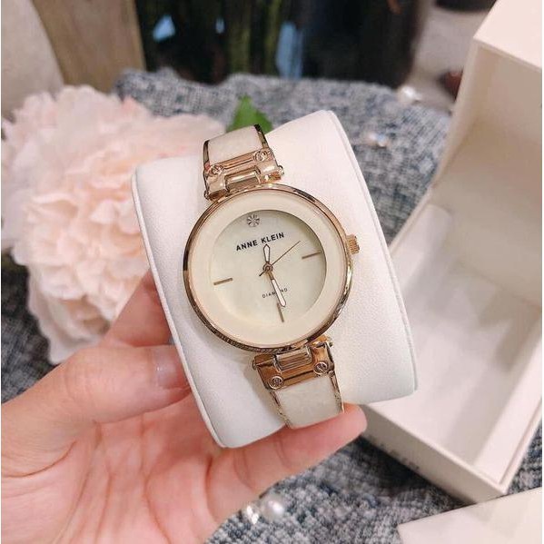 AK Klein Women's AK/2512IVGB Diamond-Accented Dial Gold Tone Ivory ...