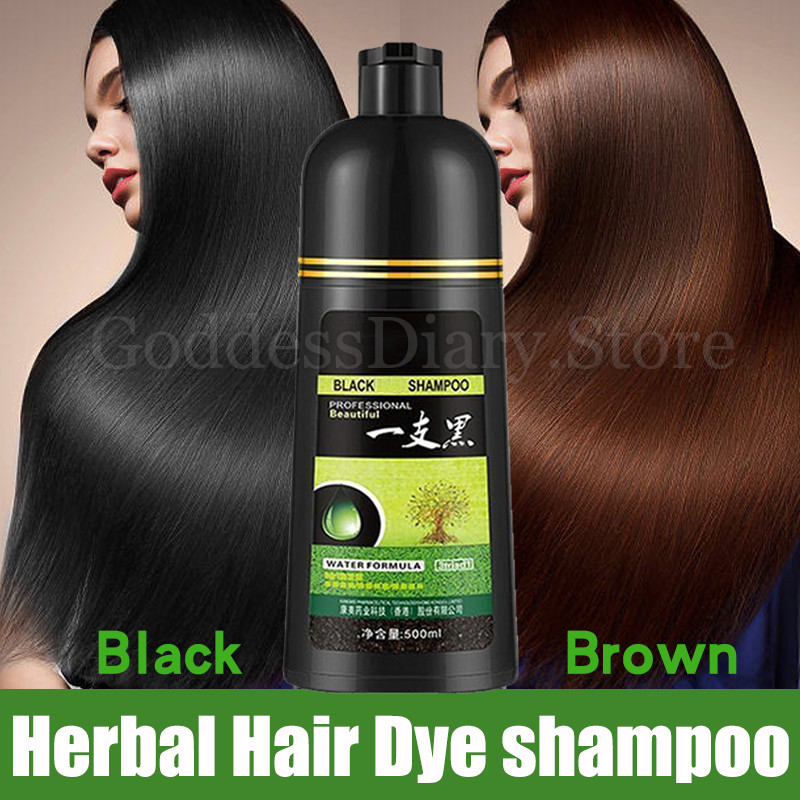 500ML Herbal Hair Dye Shampoo White Hair into Black /Brown Hair